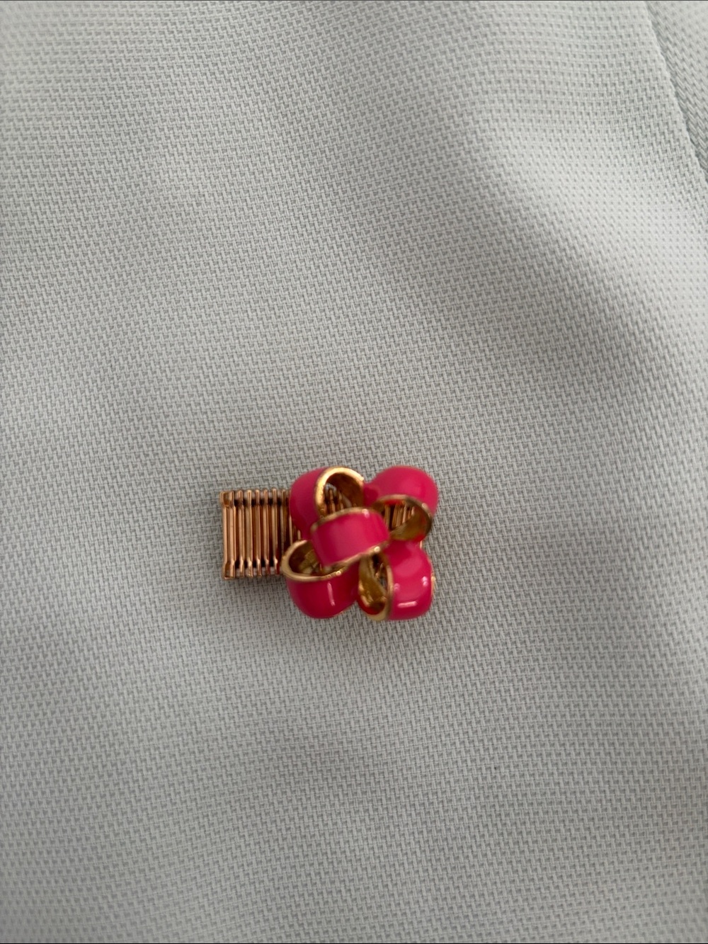 Pink Enamel Flower Hair Clip with Gold Accents